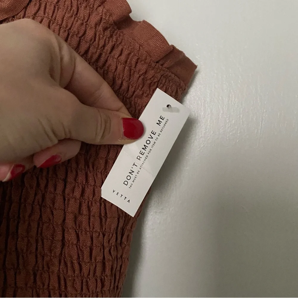 Women's Tan Smocked Maxi Dress - Picture 7 of 10
